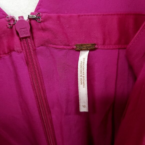 Free People Satin Mini Dress Size 10 Gabbys Party All Night Low V-Neck Pockets - Picture 7 of 15